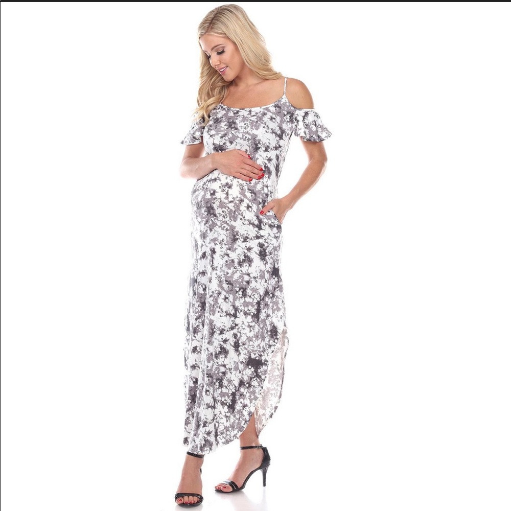 Black and white maxi maternity womens dress size medium